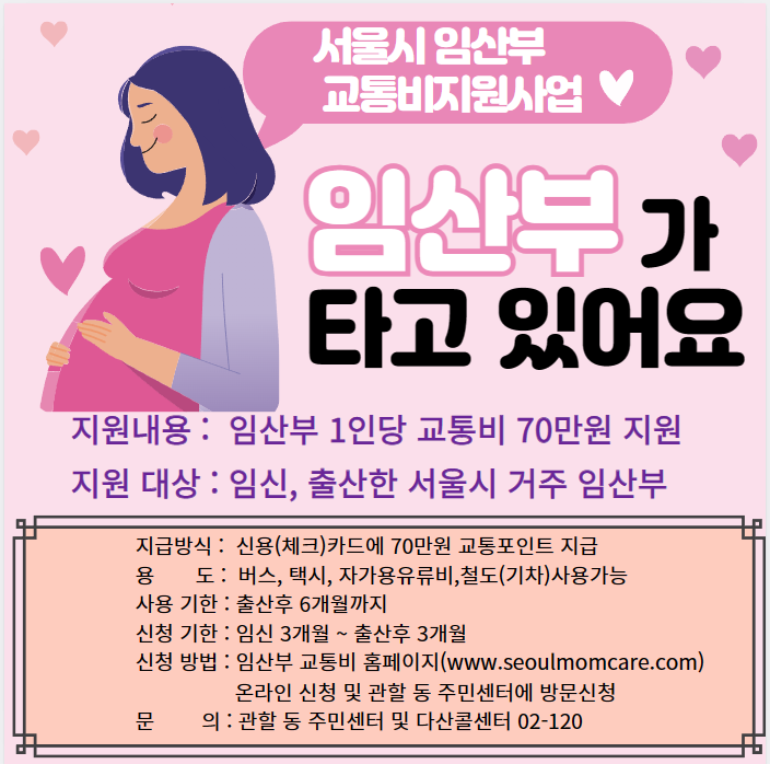 서울시 임산부 교통비 지원사업