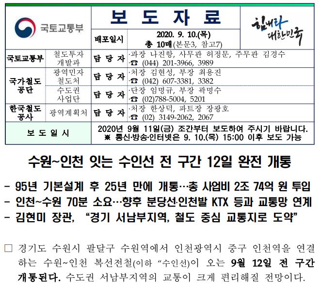  수인선 완전개통..수인선 노선도