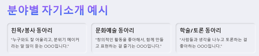 분야별 자기소개 예시 