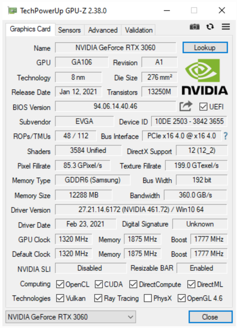 전반적인 GPU 확인