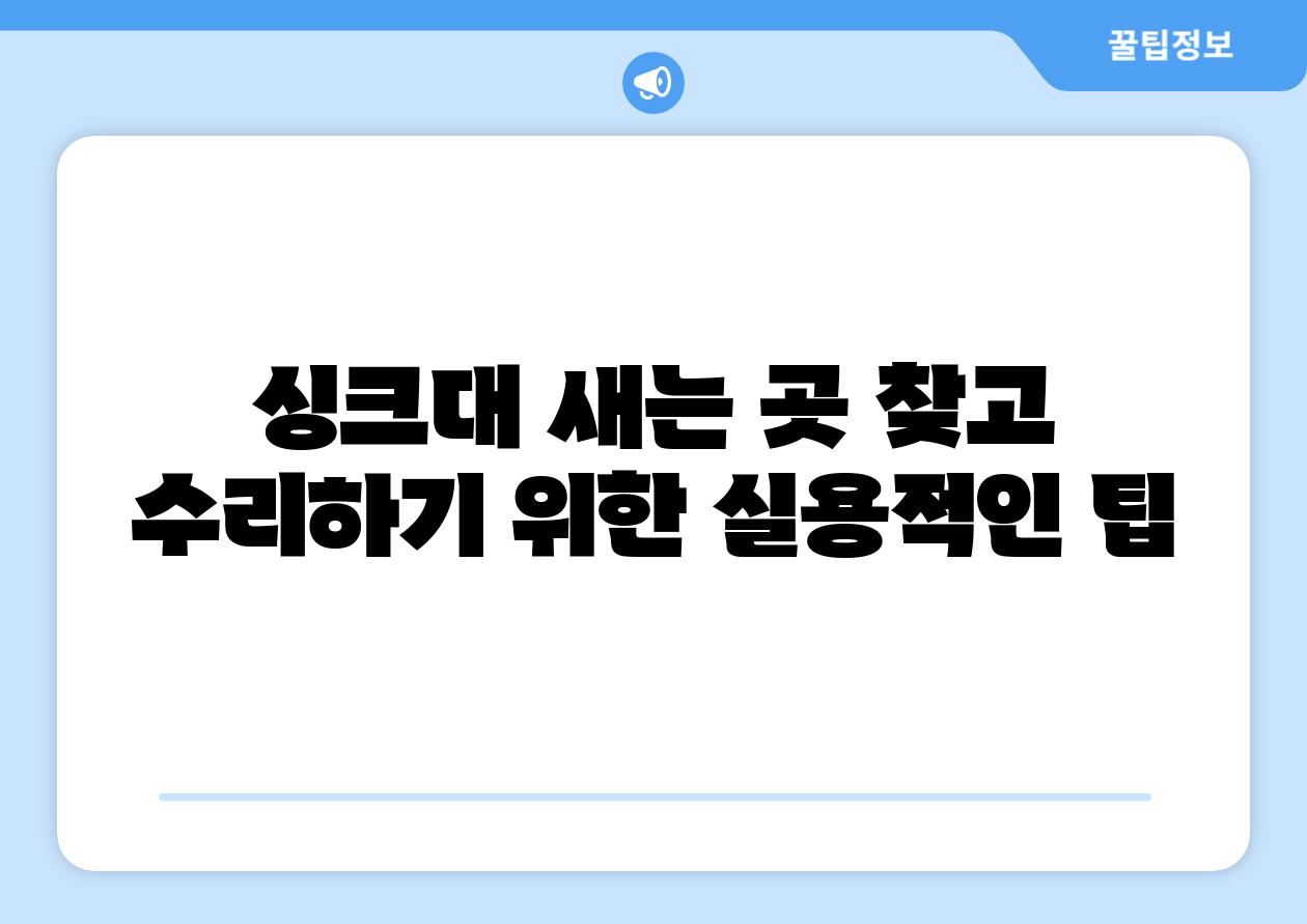 싱크대 새는 곳 찾고 수리하기 위한 실용적인 팁