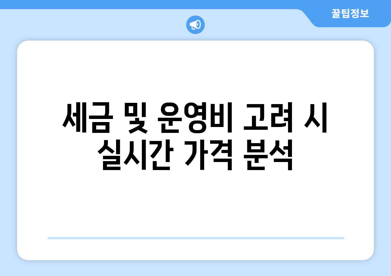 세금 및 운영비 고려 시 실시간 가격 분석