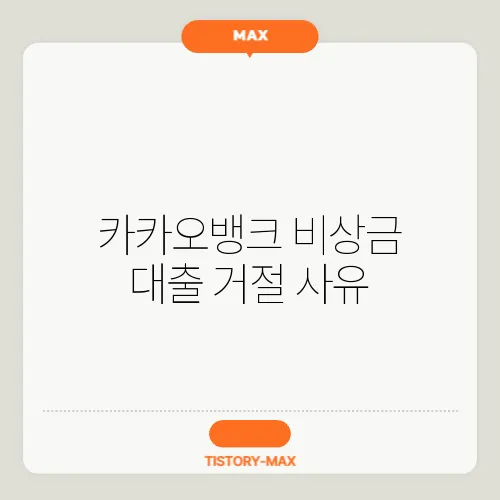 카카오뱅크 비상금 대출 거절 사유