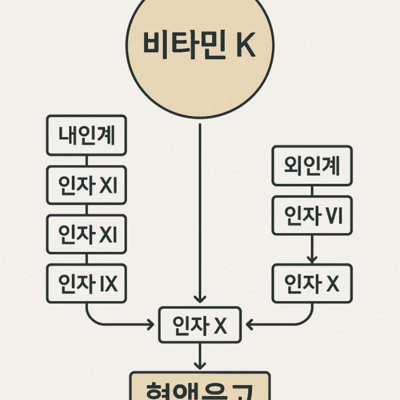 비타민K가-혈액응고-기전에-영향을-미치는-것을-보여주는-모식도