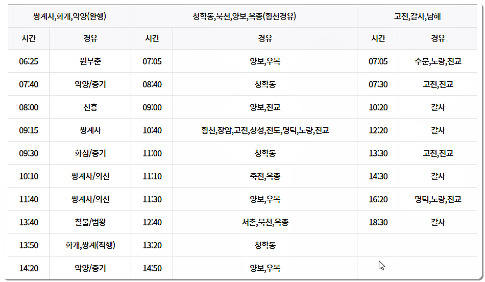 하동시외버스터미널 시간표 2