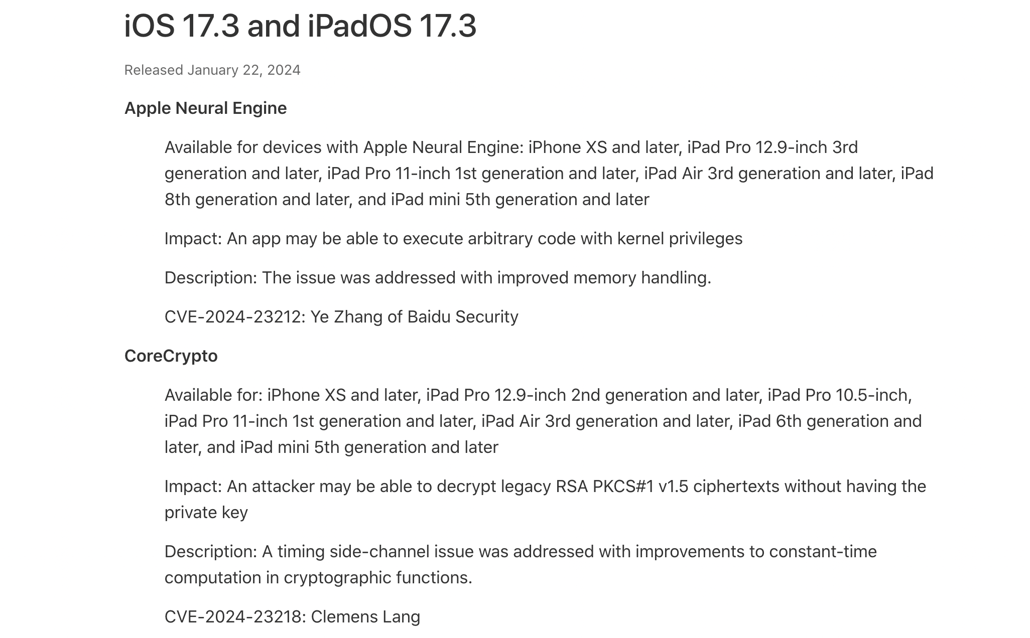 iOS 17.3 보안 업데이트
