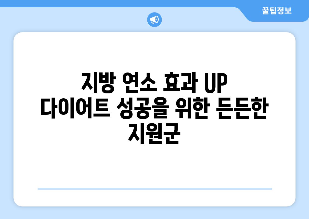 지방 연소 효과 UP 다이어트 성공을 위한 든든한 지원군