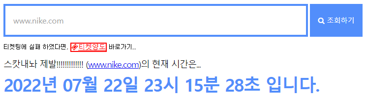 나이키 서버 시간 확인을 설명하는 사진