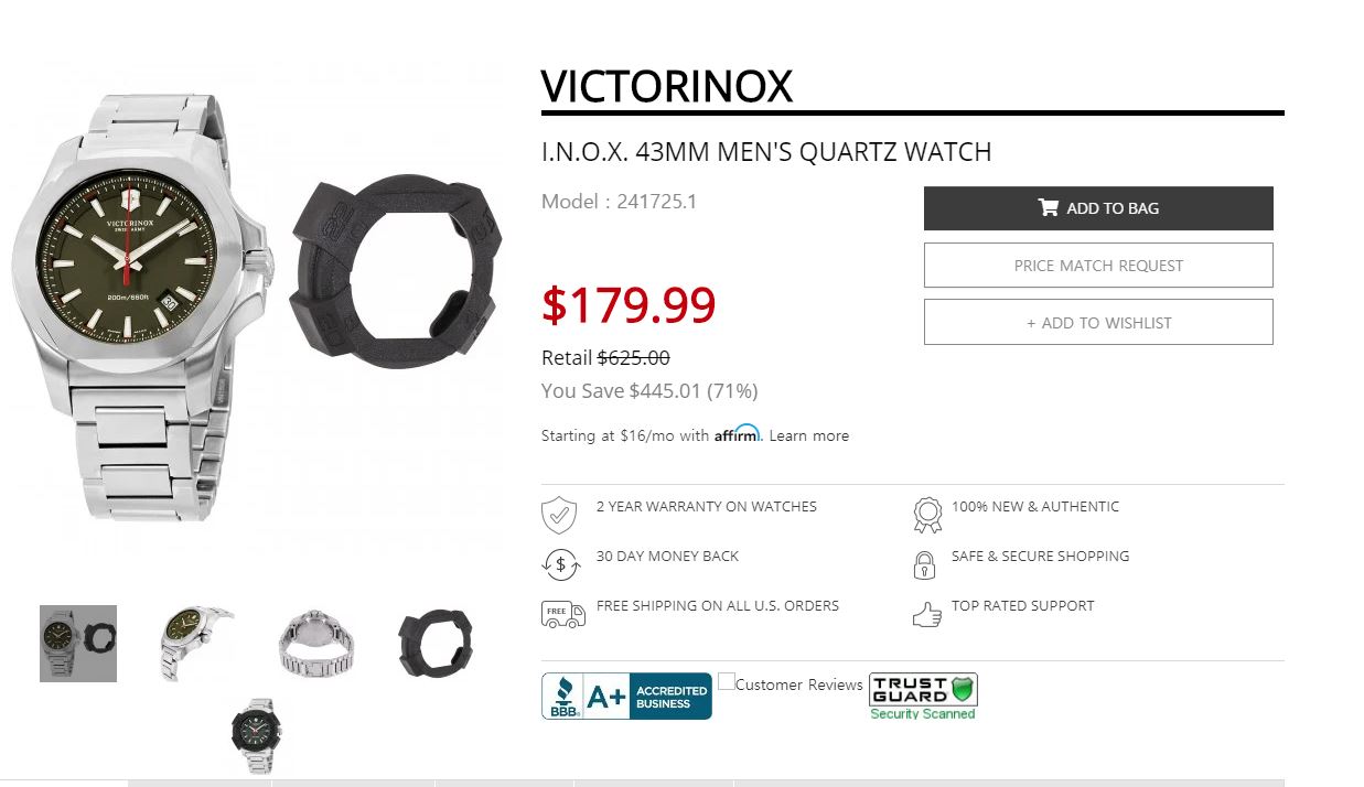  VICTORINOXI.N.O.X. QUARTZ MOVEMENT GREEN DIALModel : 241725.1 빅토리녹스 이녹스(144달러/미국무배)