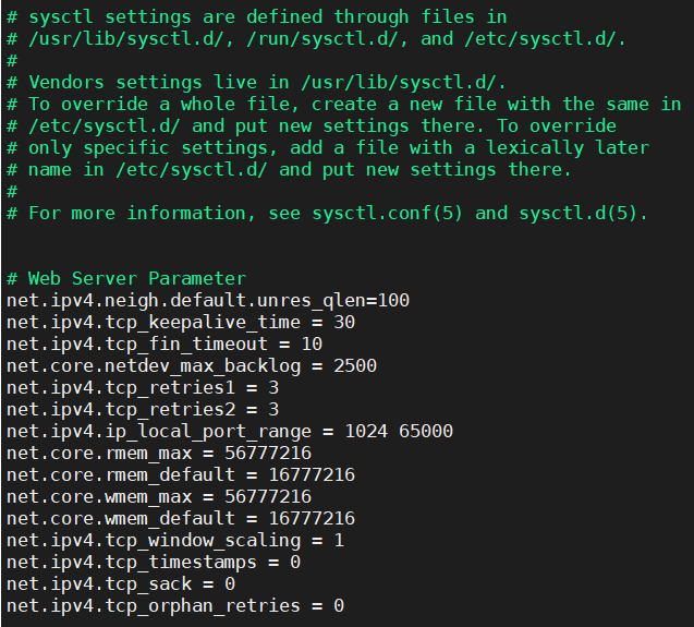  Web) Web Server  Kernel Parameter 변경(Tuning)
