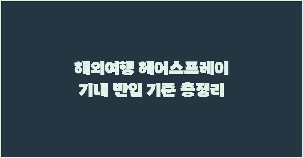 해외여행 헤어스프레이
