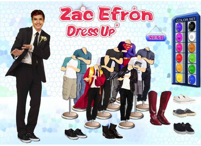 잭 에프론 꾸미기 (Zac Efron Dress Up) 플래시게임 와플래시 아카이브