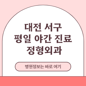 대전 서구 평일 야간진료 정형외과 진료 병원