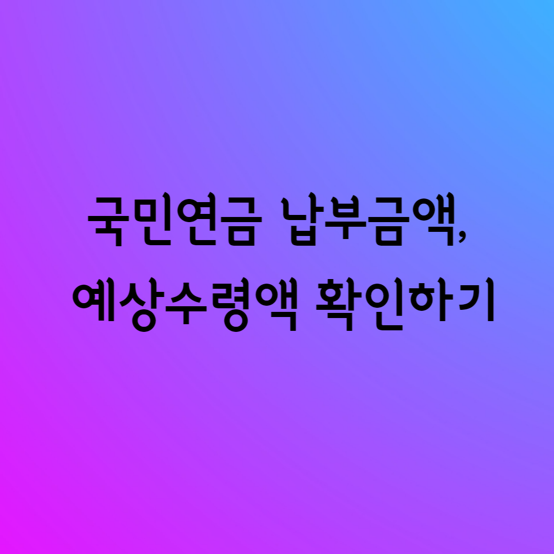  국민연금 납부금액 및 예상수령액 모두 조회해보기