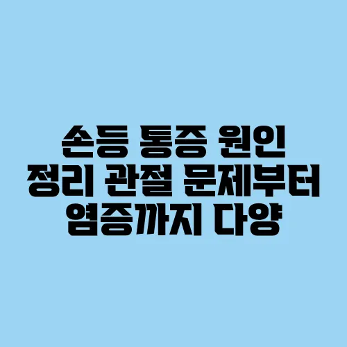 손등 통증 원인 정리 관절 문제부터 염증까지 다양
