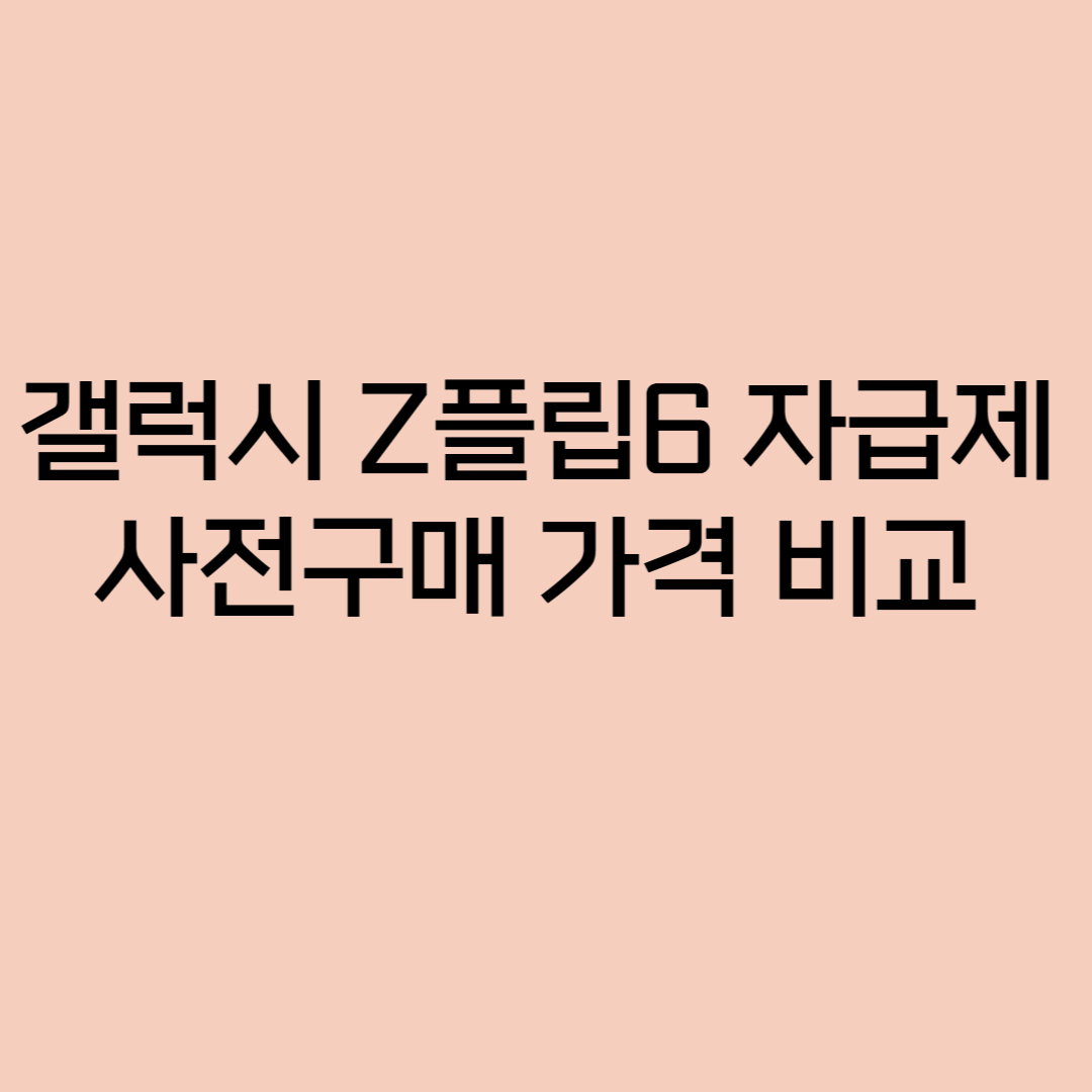 갤럴시 z플립6 자급제 사전구매 가격 비교