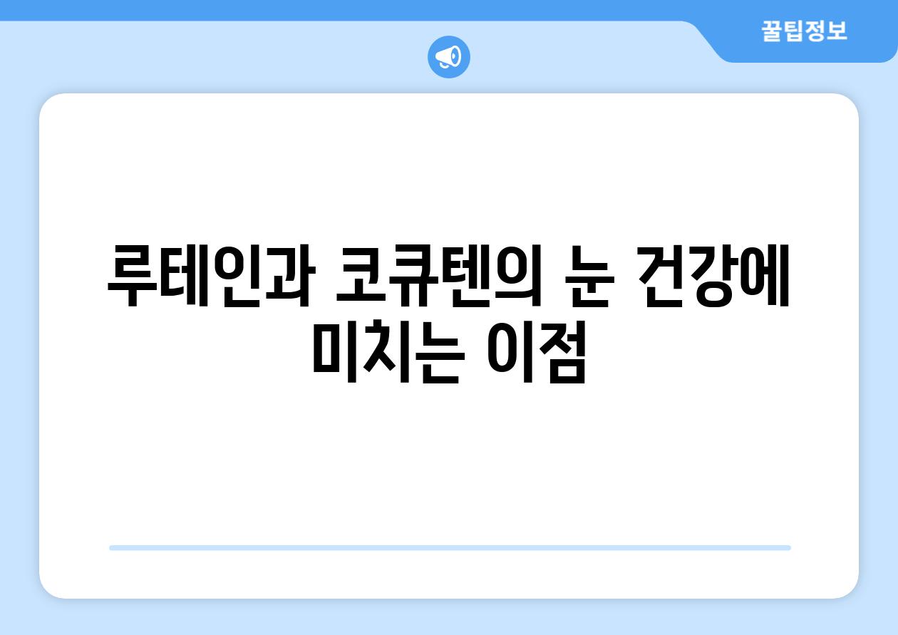 루테인과 코큐텐의 눈 건강에 미치는 이점