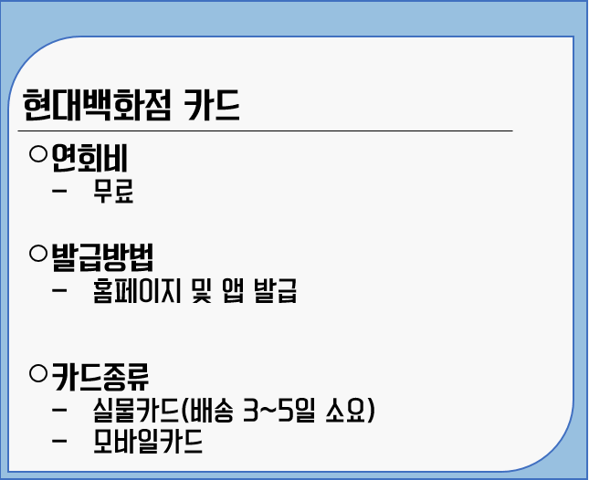 현대백화점카드발급