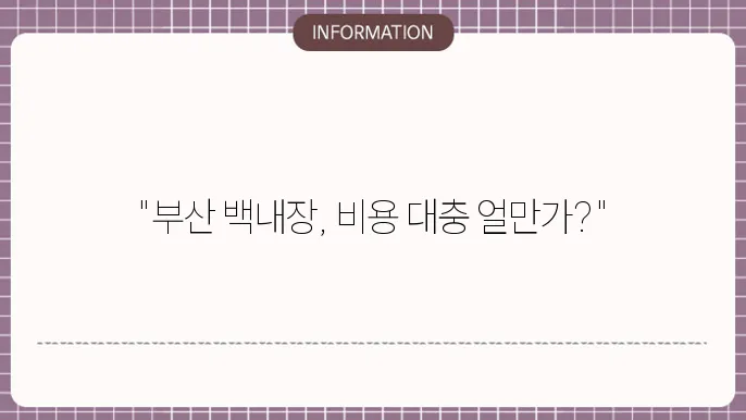 부산 백내장 수술비용 - 지역별 평균비용