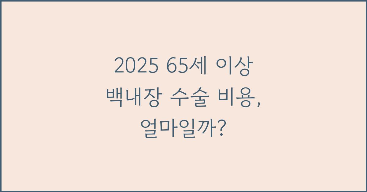 2025 65세 이상 백내장 수술 비용