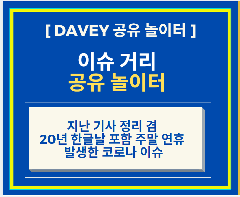  지난 기사 정리 + 거리 두기 1단계 발표 + 한글날 포함 주말 연휴 동안 학생 13명, 교직원 2명 추가 확진으로 인해 17개교 등교 보류
