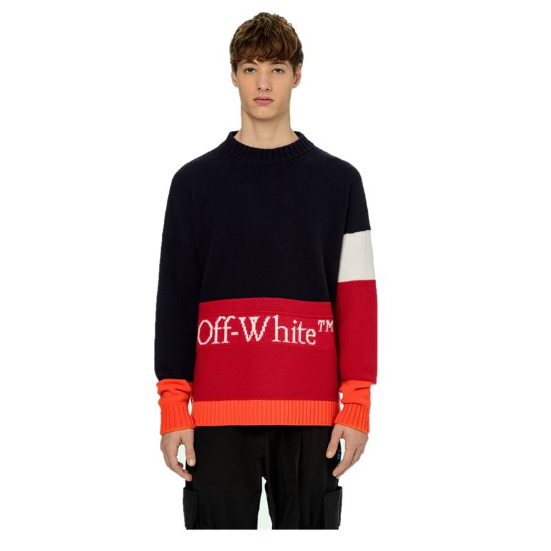  [OFF WHITE] 오프화이트 컬러 블락 니트 스웨터