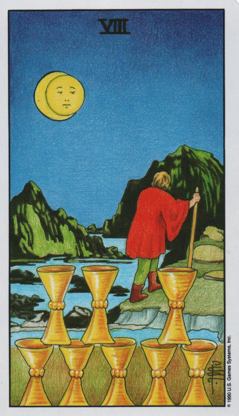  [타로 마이너카드]Eight of Cups 컵 8 카드 정방향/ 역방향 뜻, 의미, 상징