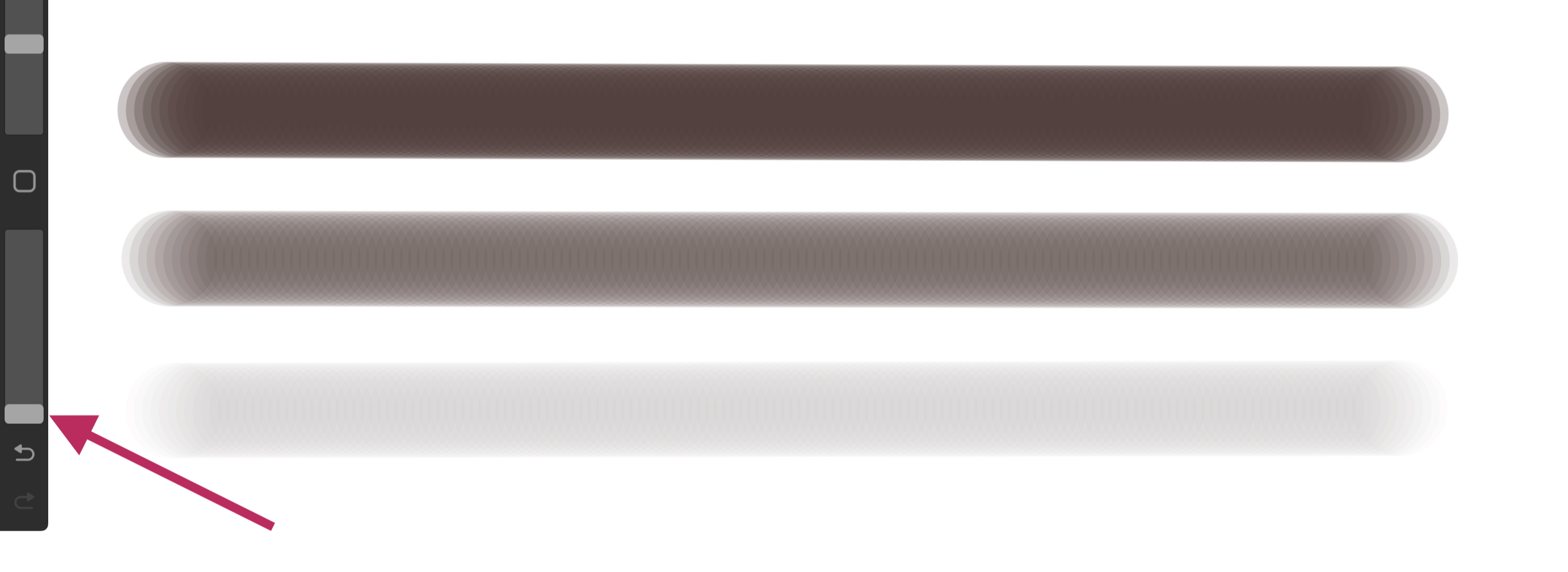 브러시 특성, 최소 불투명도 조정 예시