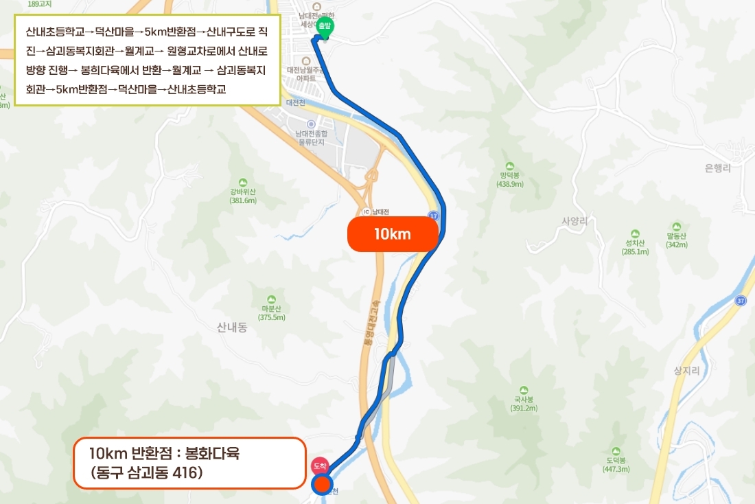 제24회 대전마라톤대회 코스 - 10km