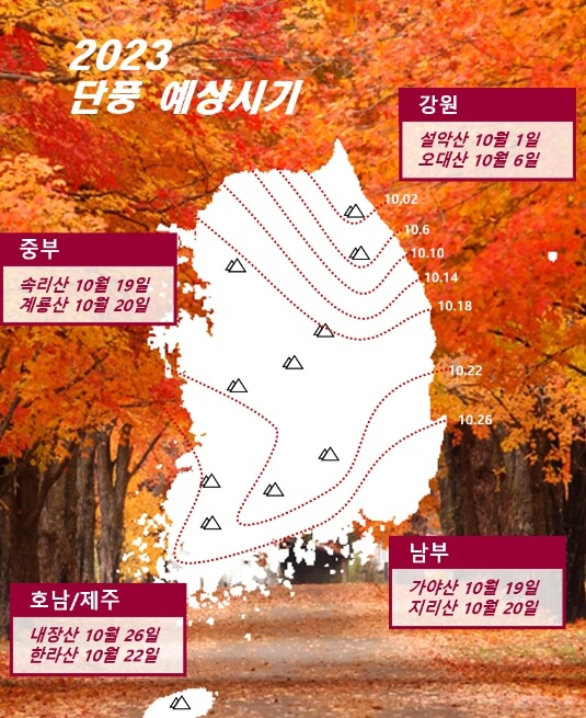 2023년 단풍시기 명소 날씨정보