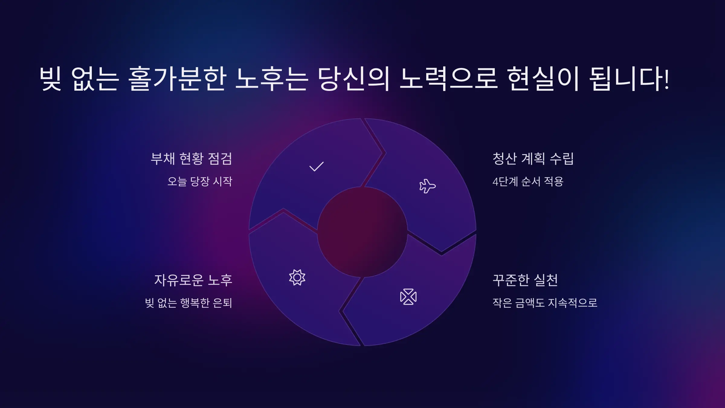 빚 없는 홀가분한 노후는 당신의 노력으로 현실이 됩니다!