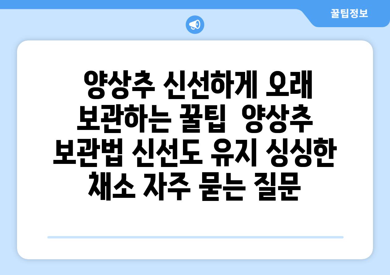  양상추 신선하게 오래 보관하는 꿀팁  양상추 보관법 신선도 유지 싱싱한 채소 자주 묻는 질문