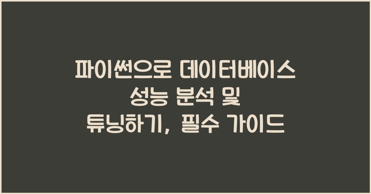 파이썬으로 데이터베이스 성능 분석 및 튜닝하기