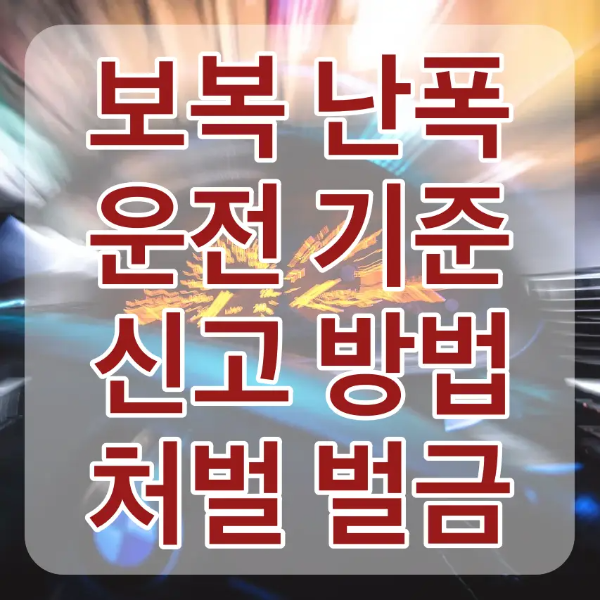 난폭-달리는 운전석 안 흰색 바탕 안 흰테두리 빨간글씨 보복 난폭 운전기준 신고방법 처벌벌금