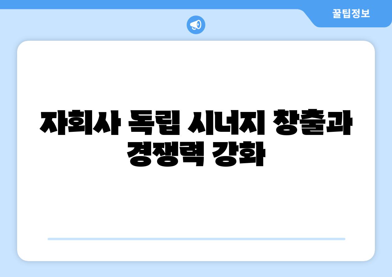 자회사 독립 시너지 창출과 경쟁력 강화