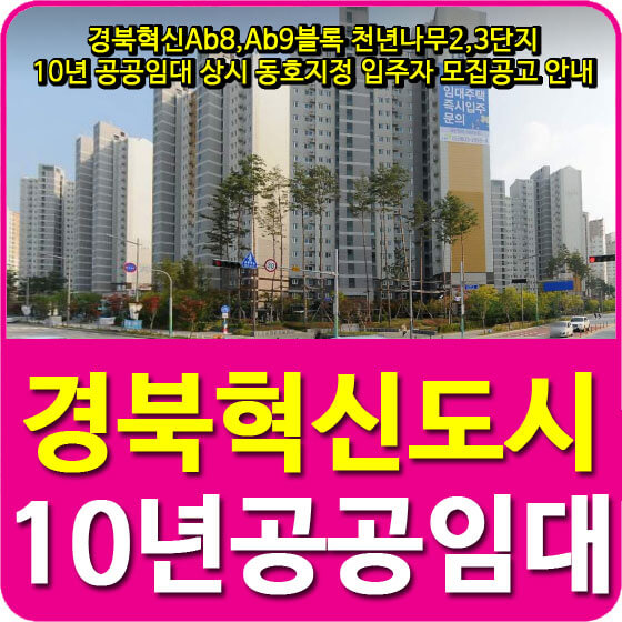  경북혁신Ab8,Ab9블록 천년나무2,3단지 10년 공공임대 상시 동호지정 입주자 모집공고 안내