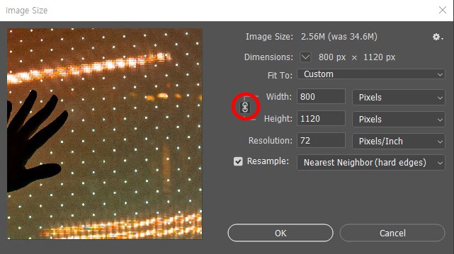 이미지 사이즈 변환 과정 사진