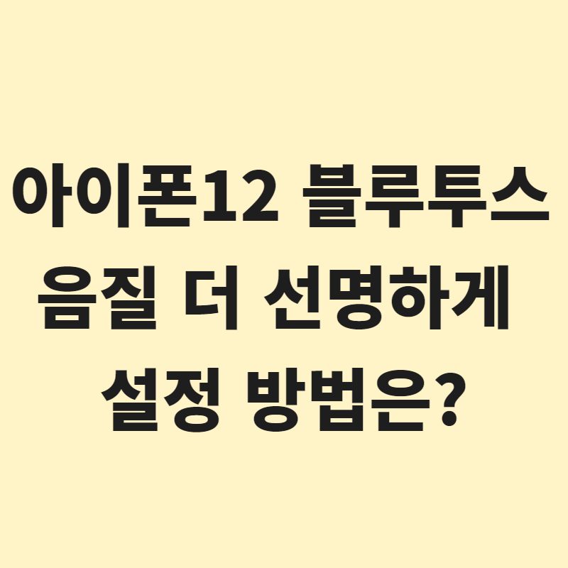  아이폰12 블루투스 음질 더 선명하게 설정 방법은? 기기유형, 오디오 조정
