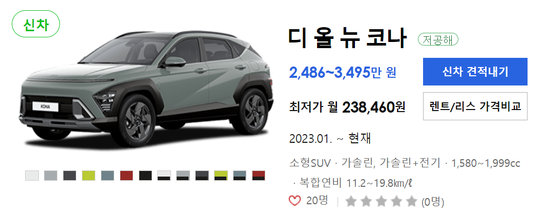 코나 신차가격표