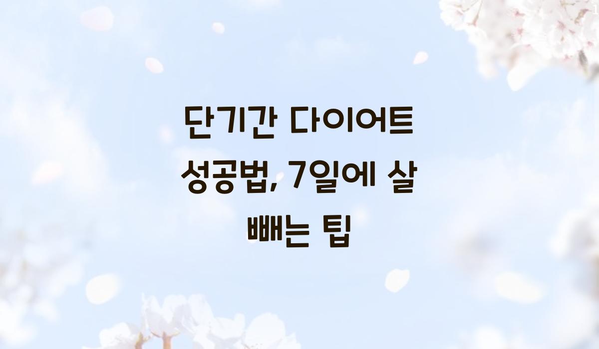 단기간 다이어트 성공법