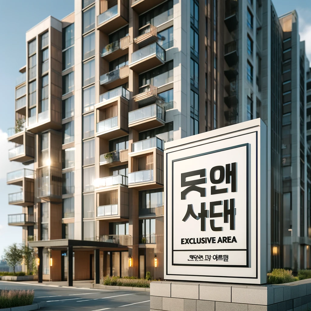 고급 아파트 단지의 전용면적 안내 표시