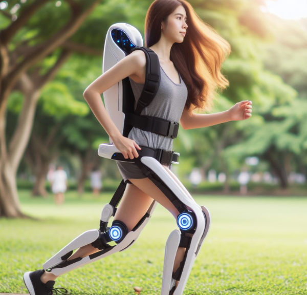 미래-찰부착형-유닛-로봇-장치-착용한-긴머리-여인-달리기중