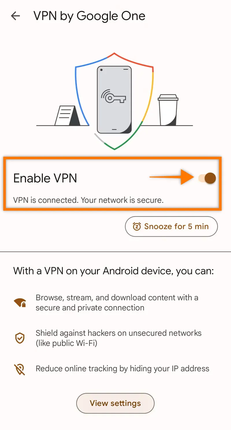 Google One VPN 활성화