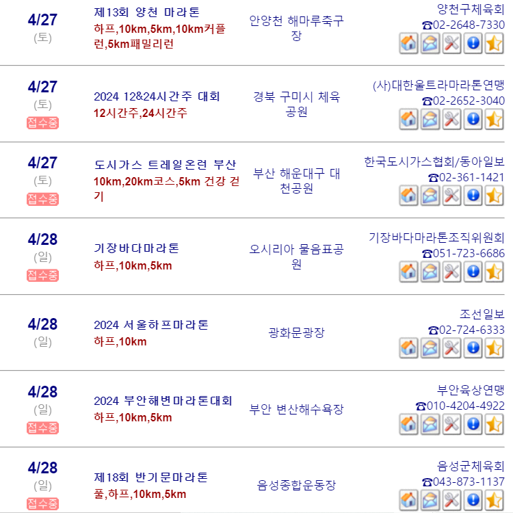 4월 마라톤 대회 일정3