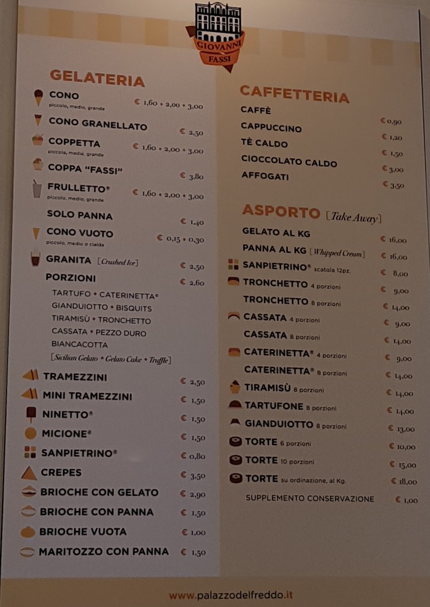 이탈리아 로마 맛집 Facci 메뉴판