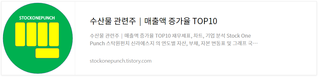 수산물 관련주│매출액 증가율 TOP10