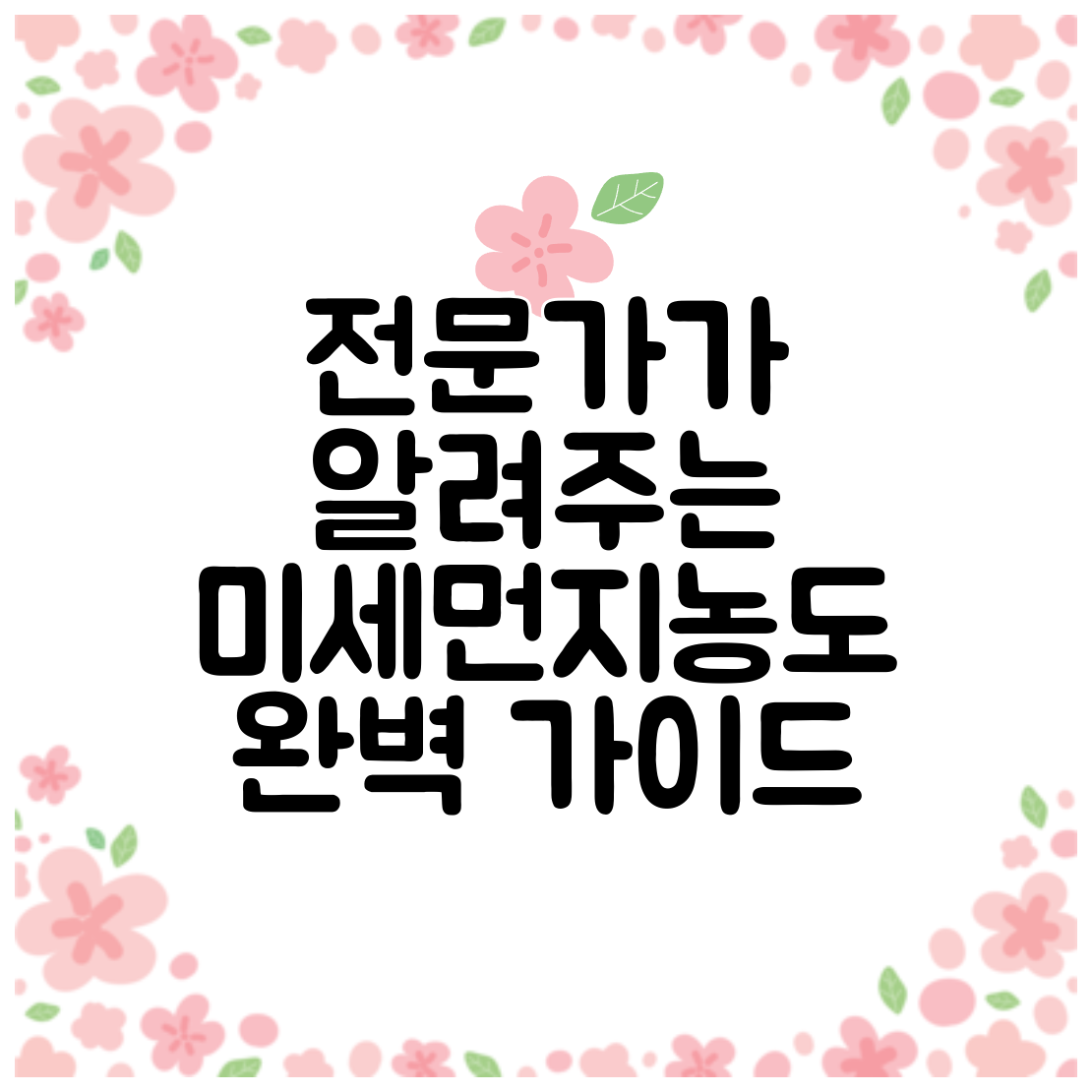 전문가가 알려주는 미세먼지농도 완벽 가이드