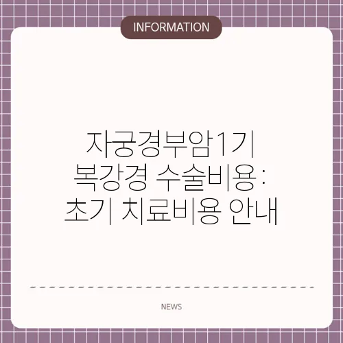 자궁경부암1기 복강경 수술비용: 초기 치료비용 안내