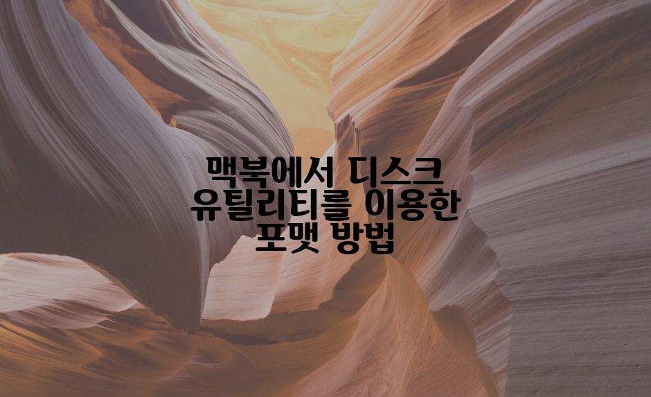 맥북에서 디스크 유틸리티를 이용한 포맷 방법