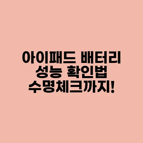 아이패드 배터리 성능 확인법 수명체크까지!